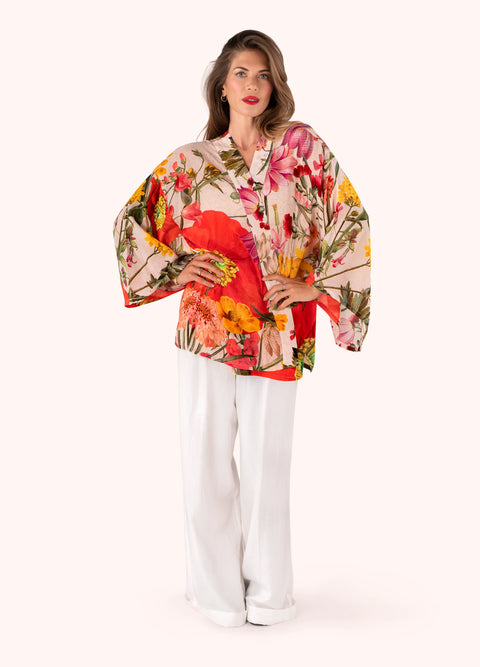 Powder PKJ74 Fine Flowers Modal/Cupro Short Kimono Jacket