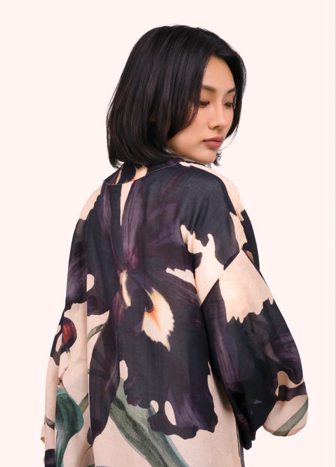 Powder PKJ79 Midnight Orchid Short Kimono Jacket
