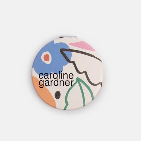 Caroline Gardner Gifts Pkm159 Abstract Botanical Round Pocket Mirror