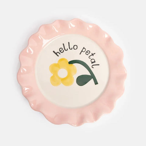 Caroline Gardner Gifts PLT111 Hello petal Yellow Flower Plate