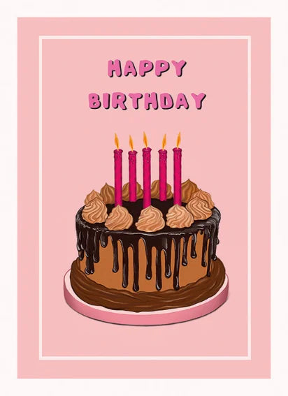 Pink And Mint PMCBC667A6 Birthday Cake Card