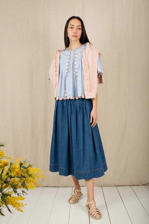 Bonte Polly Skirt In Mid Wash Denim