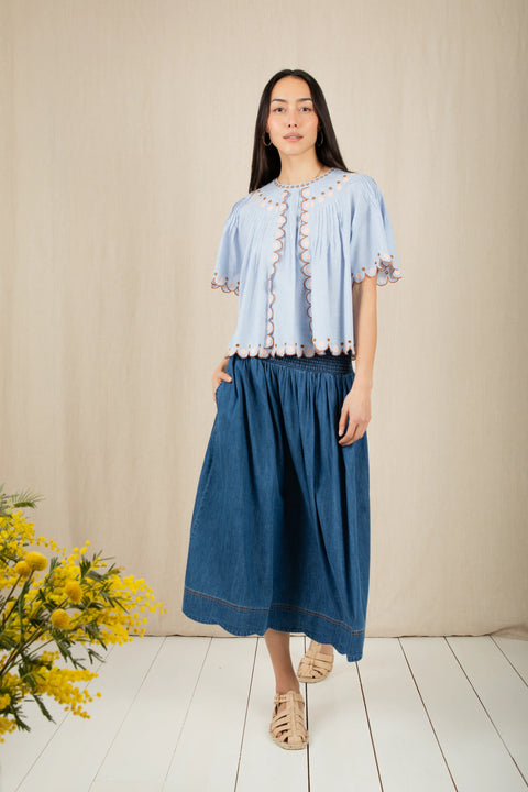 Bonte Polly Skirt In Mid Wash Denim