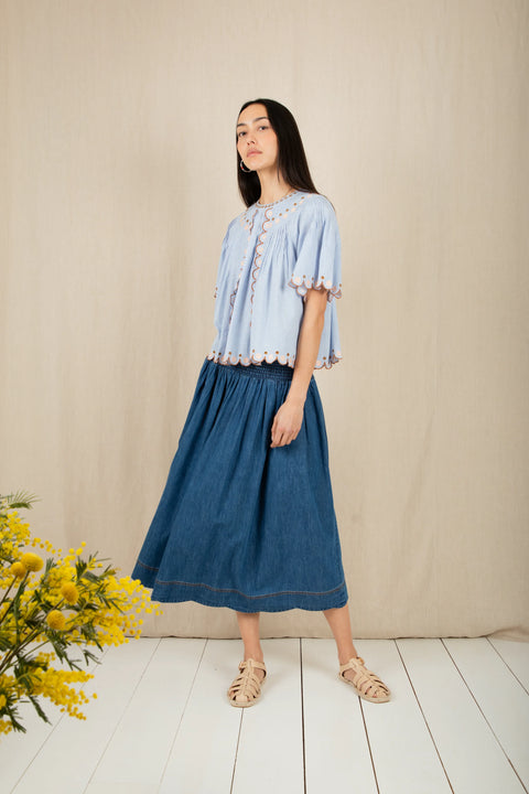 Bonte Polly Skirt In Mid Wash Denim