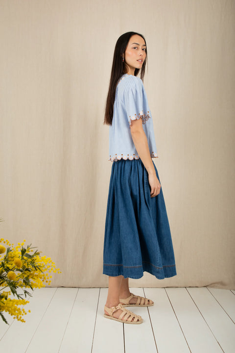 Bonte Polly Skirt In Mid Wash Denim