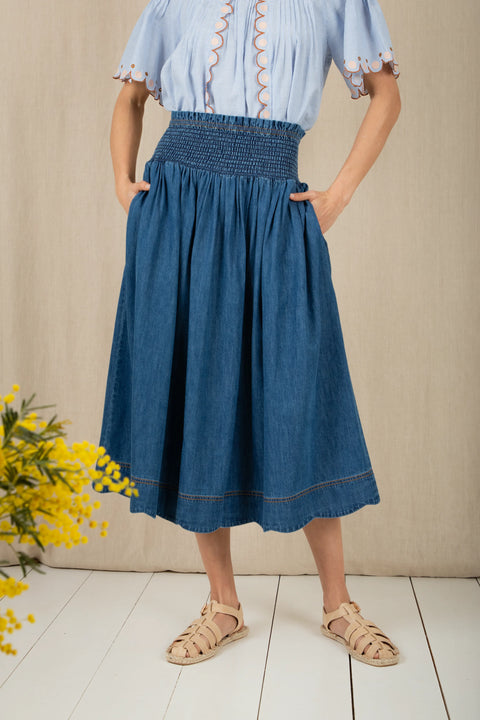 Bonte Polly Skirt In Mid Wash Denim