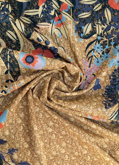 Powder POP8 Floral Hedgerow Cotton Poplin Scarf - Moss
