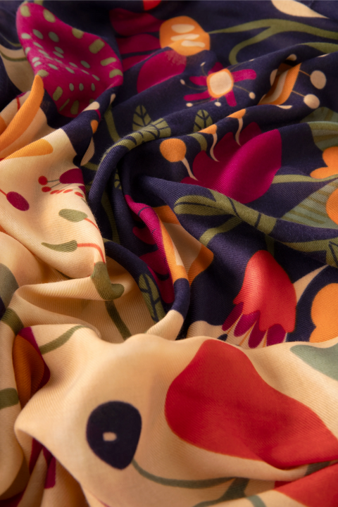 Powder PRI195 Scandi Two-tone Floral Print Scarf
