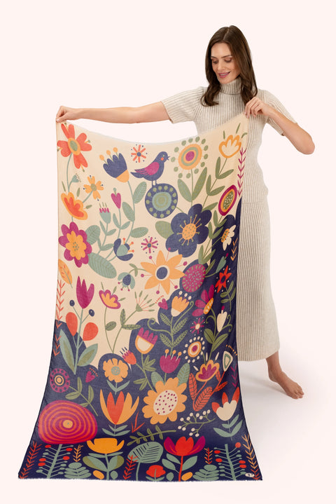Powder PRI195 Scandi Two-tone Floral Print Scarf