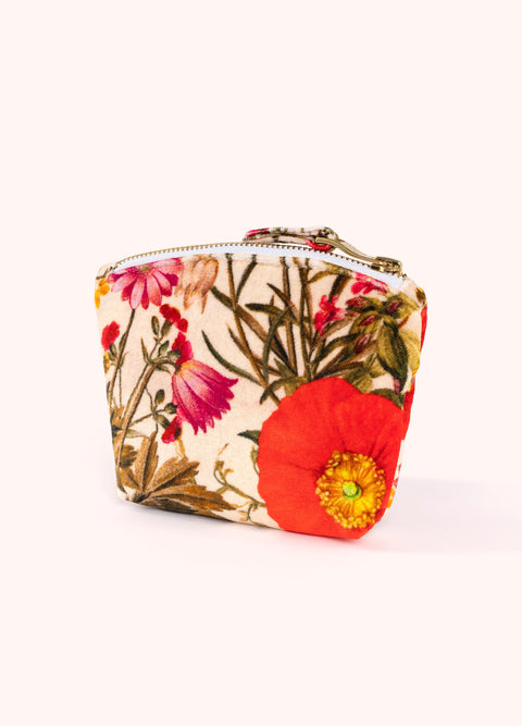 Powder PVMP3 Printed Cotton Velvet Mini Pouch Fine Flowers