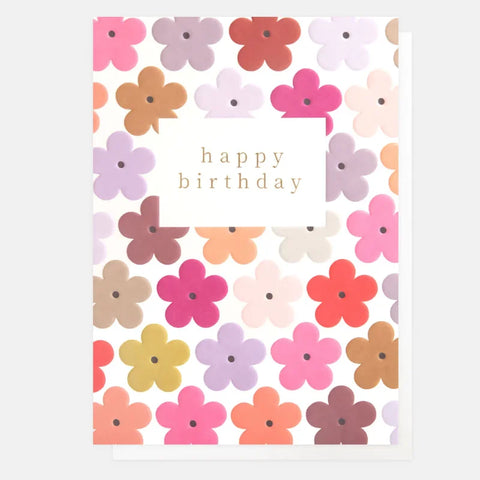 Caroline Gardner Cards PWK025 Colourful Flowers Happy Birthday Card