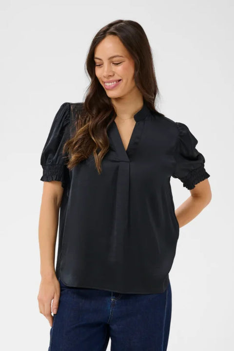 Saint Tropez Panan SS Blouse In Black