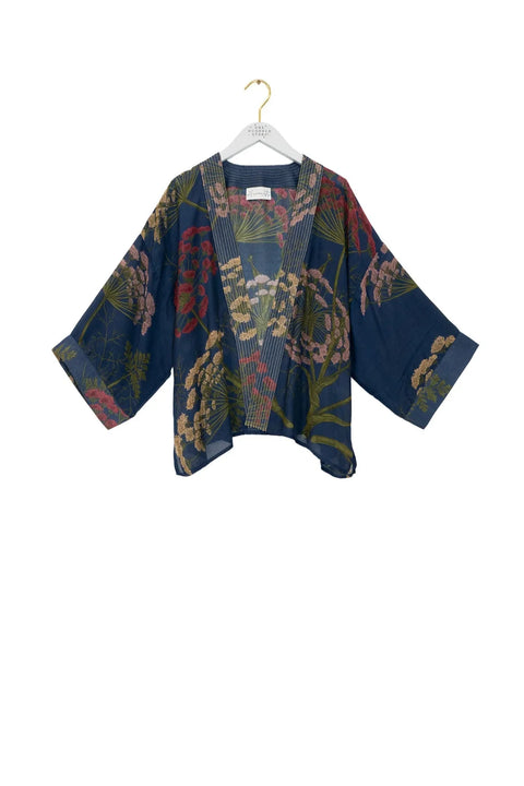 One Hundred Stars Parsley Seed Navy Kimono