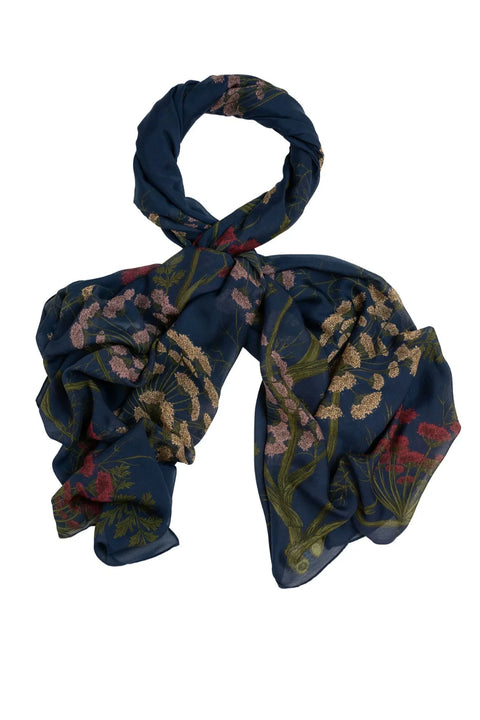 One Hundred Stars Parsley Seed Navy Scarf