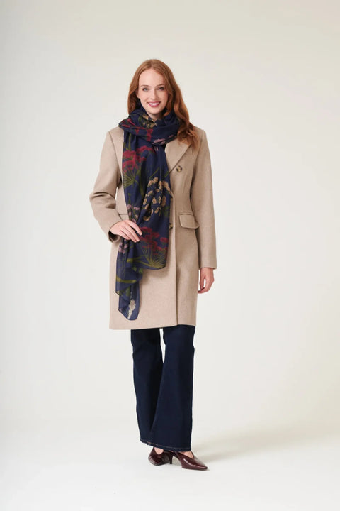 One Hundred Stars Parsley Seed Navy Scarf