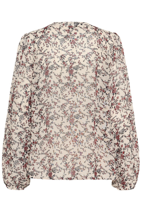 Part Two Sandi Blouse In Whitecap Gray Flower Bouquet