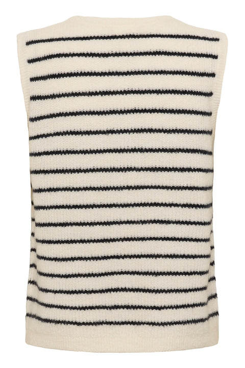 Part Two Pimira Waistcoat In Eggnog/Navy Stripe