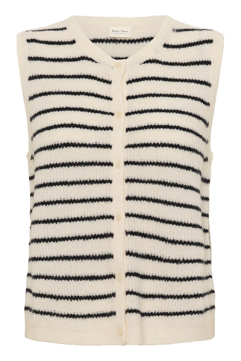 Part Two Pimira Waistcoat In Eggnog/Navy Stripe