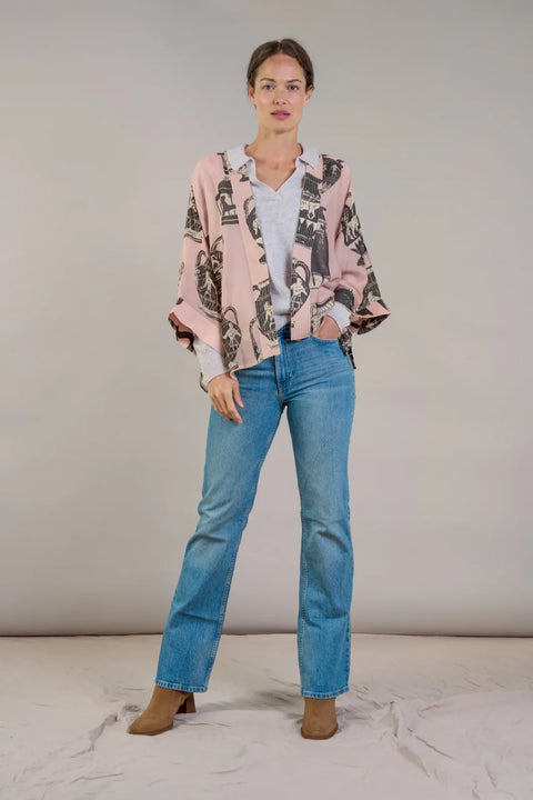 One Hundred Stars Pots Plaster Pink Kimono KIMPOTPIN