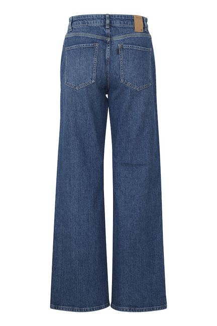 Pulz Vega Jeans Wide Leg In Medium Blue Denim