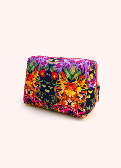 Powder QWB10 Botanical Kaleidoscope Quilted Velvet Washbag