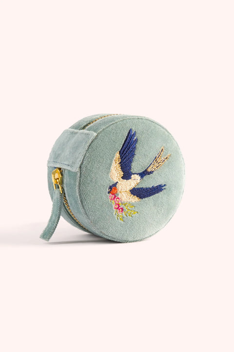 Powder RJBX6 Swooping Swallows Round Jewellery Box