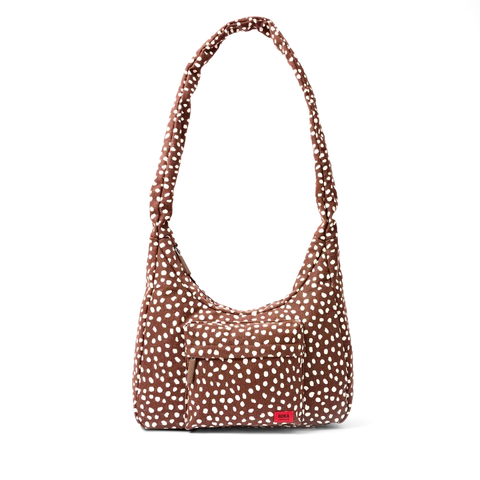 Roka London Hoxton Shoulder Bag In Brown Spot Cotton Camvas
