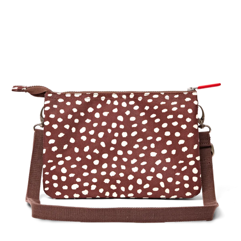 Roka London Carnaby Crossbody Bag In Brown Dot Canvas