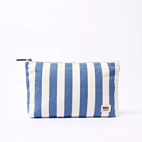 Roka London Maida Vale Medium Pouch In Denim Stripe