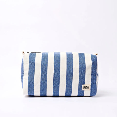 Roka London Mayfair Wash Bag In Denim Stripe