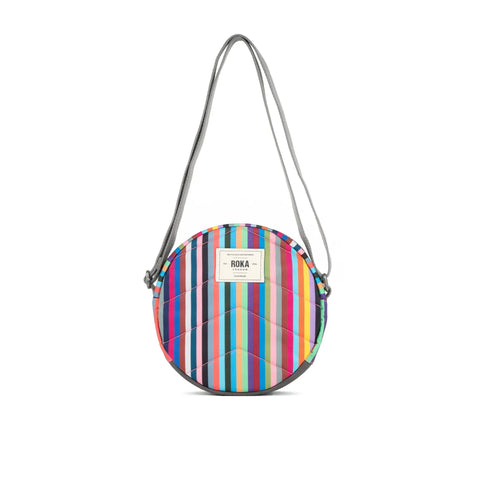 Roka London Paddington B Crossbody Sustainable Canvas Multi Stripe