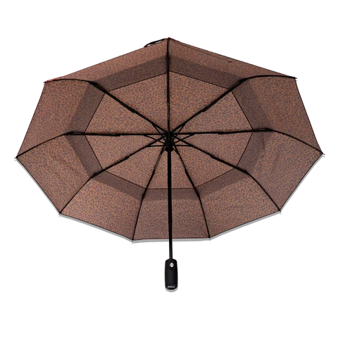 Roka London Waterloo Umbrella In Brown Mini Leopard