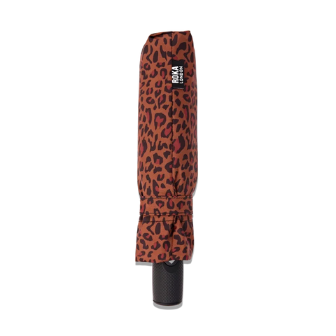 Roka London Waterloo Umbrella In Brown Mini Leopard