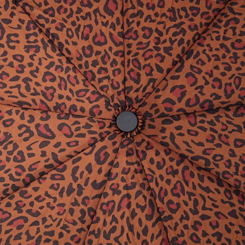 Roka London Waterloo Umbrella In Brown Mini Leopard