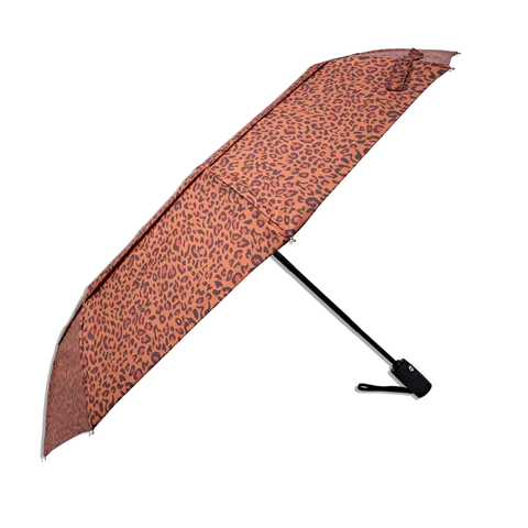 Roka London Waterloo Umbrella In Brown Mini Leopard