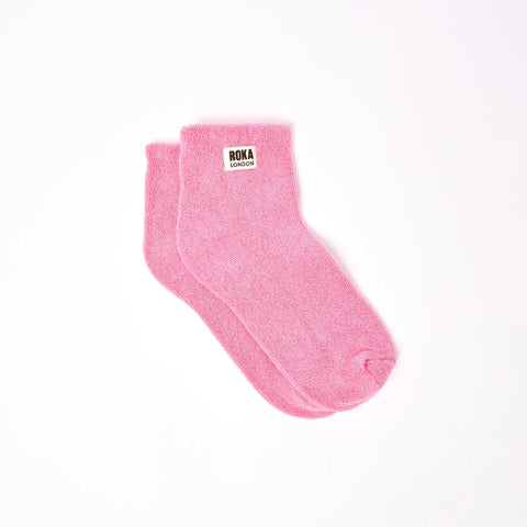 Roka London Watford Pink Carnation Crop Sock