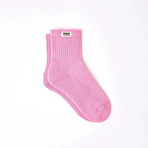 Roka London Windsor Crew Socks In Pink Carnation