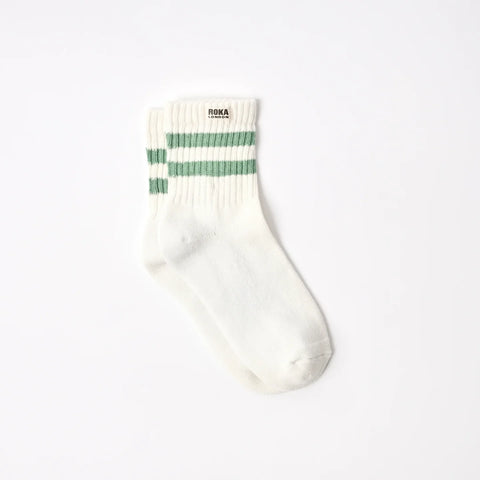 Roka London Windsor Stripe Crew Socks Matcha