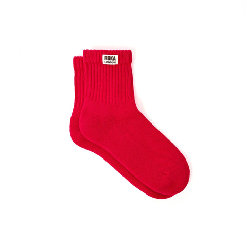Roka London Windsor Crew Socks In Scarlet