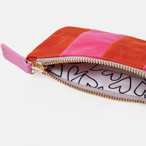 Caroline Gardner Gifts Orange/Pink Stripe Velvet Rectangle Pencil Case RPC105