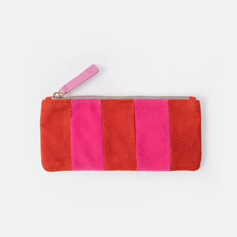 Caroline Gardner Gifts Orange/Pink Stripe Velvet Rectangle Pencil Case RPC105