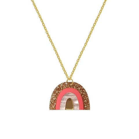 Natalie Owen RWN5 Rainbow Necklace in Coral Pink