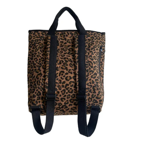Sixton London Leopard Print Backpack In Dark Brown