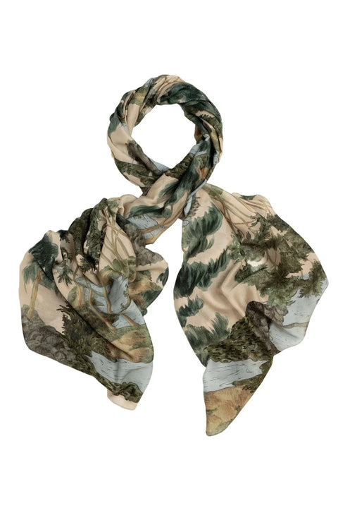 One Hundred Stars River And Trees Natural Scarf