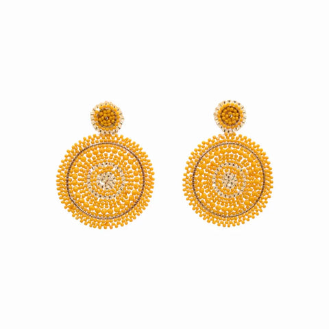 Narratives NLA619 Mustard Mix Beaded Circle Drop Earrings