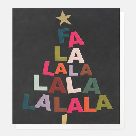 Caroline Gardner Cards SGX007 Falalalala Text Tree With Star On Black