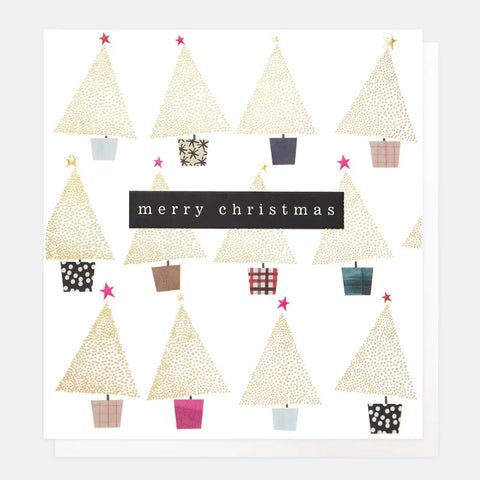 Caroline Gardner Cards SGX012 Merry Christmas Gold Dotty Trees