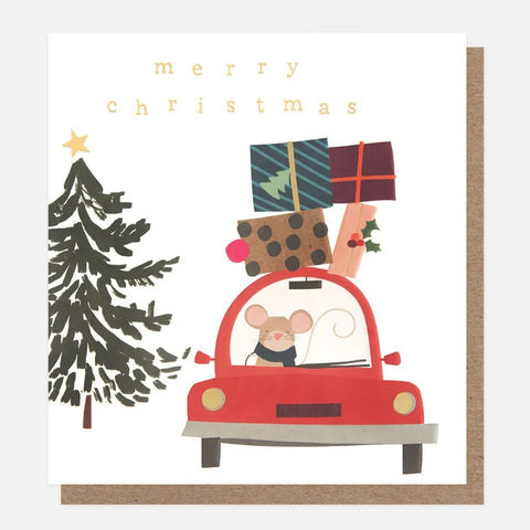 Caroline Gardner Cards SGX013 Merry Christmas Mouse In Car With Presents