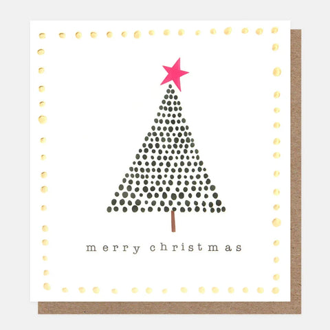 Caroline Gardner Cards SGX016 Merry Christmas Dotty Tree In Gold Frame