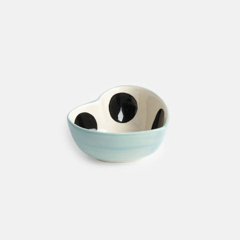 Caroline Gardner Gifts SHB101 Blue/Mono Dots Heart Shape Trinket Bowl